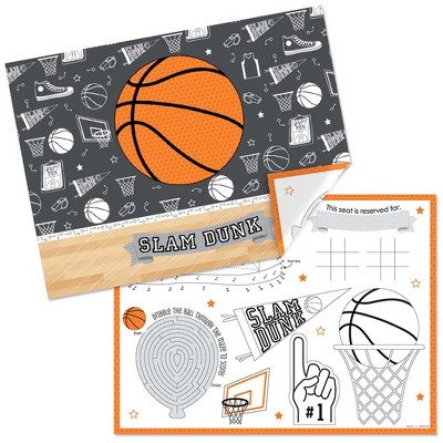 Big Dot of Happiness Nothin' but Net - Basketball - Paper Birthday Party Coloring Sheets - Activity Placemats - Set of 16