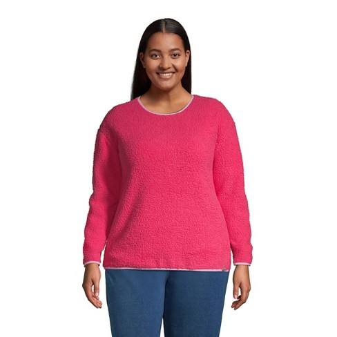 Women's Woman Within Pink Fleece Long Sleeve Sweatshirt Top Size