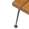 Zion Acacia Wood Modern Industrial Bench - Teak - Christopher Knight Home: Sturdy Iron Frame, Water-Resistant, Seats 3 - image 3 of 4