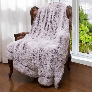 Cheer Collection Long Shaggy Hair Throw Blanket - Purple Ombre (50" x 60") - 1 of 4