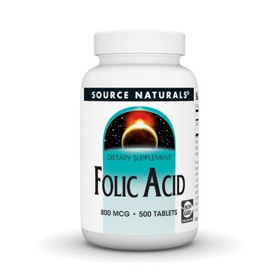 Folic Acid 800mcg by Source Naturals, Inc.  -  500 Tablet