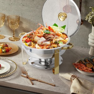 Chafing Dish Buffet , Buffet Servers and Warmers Set of 2，Stainless Steel Buffet Chafers and Warmer Sets ，for Buffet with Lid Holder & Glass Lid - 1 of 4