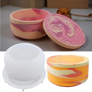 JDICTION Flat Matte Cup Shape Silicone Mold with Lid - DIY Resin/Concrete/Plaster Candle Jar, Flower Pot, Jewelry Storage Box - 1 of 4