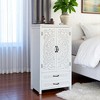 27" Accent Tall Tower Storage Cabinet -Rustic Wood Sideboard Pantry Cabinet with 2 Doors and 2 Drawers, Versatile Buffet Sideboard for Home Decor - 4 of 4