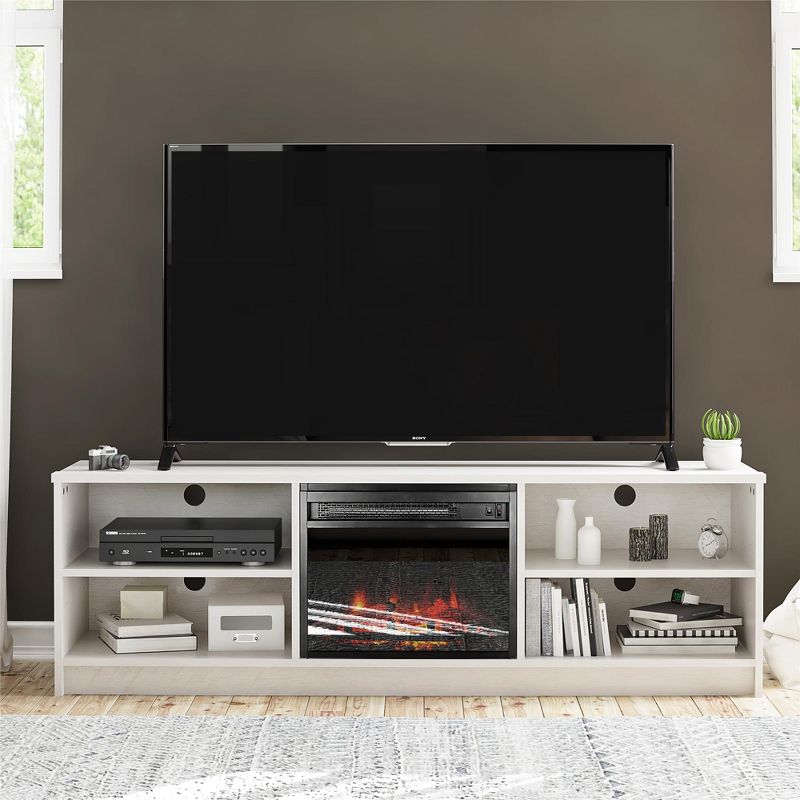 Ameriwood Home Noble 65" TV Stand with Electric Fireplace Insert and 4 Shelves, 2 of 5