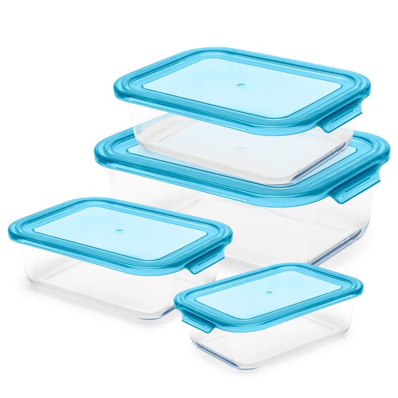 Lexi Home 4-Piece Nested Glass Meal Prep Food Storage Container Set - Aqua, 3 of 4