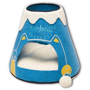 Touchcat  Molten Lava Designer Triangular Cat Pet Kitty Bed House With Toy Blue-Large - 1 of 2