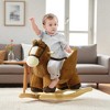 Mshliw Plush Rocking Horse for Toddlers 18–36 Months with Sound Effects, Wooden Base, 3-Sided Seat, Footrest & Safety Belt, Halloween gift - 2 of 4