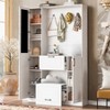 51.1''Hall Tree, Entryway Bench with Integrated Shoe Cabinet,3-in-1 Design, Mirrored Cabinet Door and Foldable Seat for Entrance, Living Room - 2 of 4