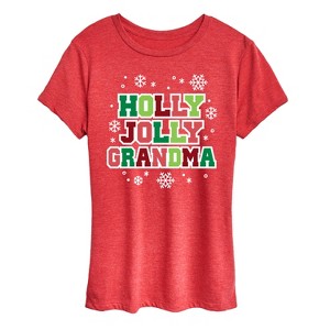Women's - Instant Message - Holly Jolly Grandma Short Sleeve Graphic T-Shirt - 1 of 4