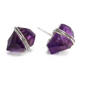 Amethyst Crystal Stud Earrings - 1 of 4