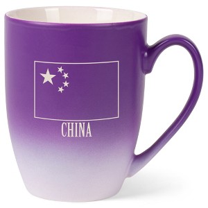 Elanze Designs China Chinese Flag 12 Ounce Ceramic Laser-Etched Engraved Drinkware Mug, Purple and White Ombre - 1 of 4
