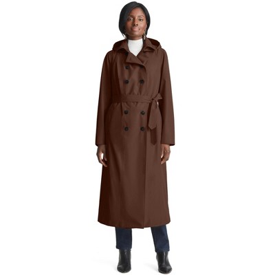 Jessica London Women's Plus Size Double Breasted Long Trench Raincoat