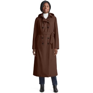 Jessica London Women's Plus Size Double Breasted Long Trench Raincoat - 1 of 4
