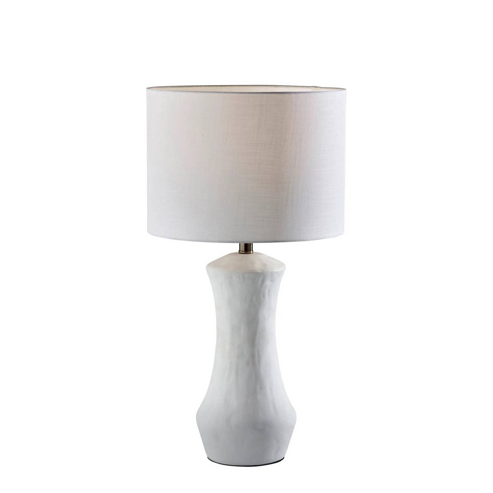 Photos - Floodlight / Street Light Adesso Marissa Table Lamp White: Ceramic Base, Cotton Drum Shade, ETL List 