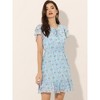 INSPIRE CHIC Women's Ruffle Sleeve Self-Tie V Neck Mini A-Line Floral Dress - 2 of 4