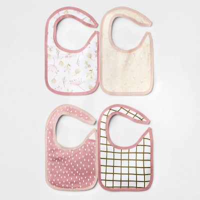 Baby Girls' 4pk Prairie Floral Bib - Cloud Island™ Pink