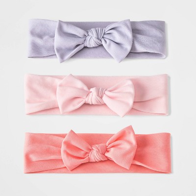 Baby Girls' 3pk Headwrap Blush Bow - Cloud Island™  One Size