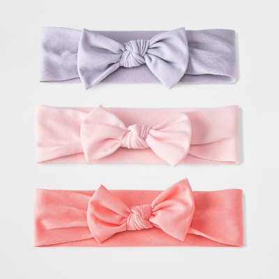 Image of Baby Girls' 3pk Headwrap Blush Bow - Cloud Island™  One Size