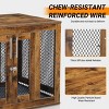 Munora Medium Dog Crate Furniture with Tray, Indoor Aesthetic Wooden Kennel Pet House, Modern Decorative End Side Table Nightstand, Rustic Brown - 4 of 4