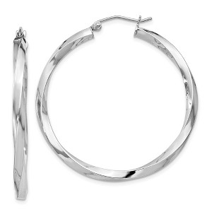 Black Bow Jewelry 3mm, Sterling Silver, Twisted Round Hoop Earrings, 40mm Dia.(1 1/2 In) - 1 of 4