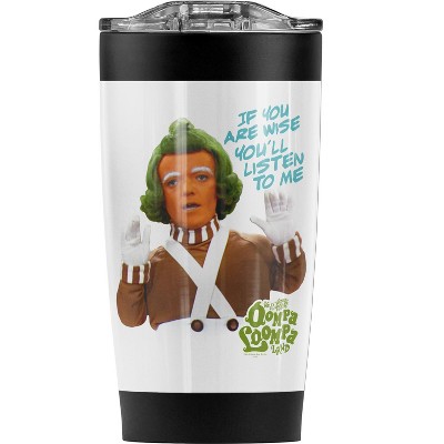 Willy Wonka And The Chocolate Factory Oompa Loompa Listen Steel Tumbler 20oz Coffee Travel Mug