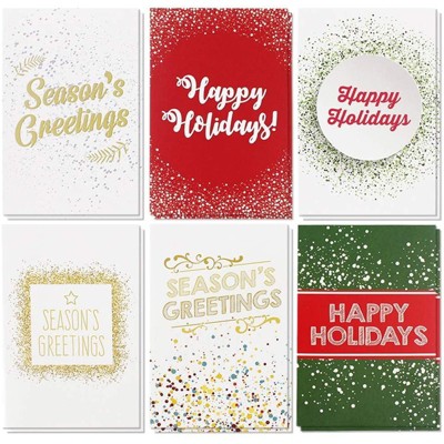 Sustainable Greetings 36 Pack Happy Holiday Greeting Cards and Envelopes, 6 Designs, 4.5 x 6.5 in