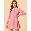 Allegra K Women's A-Line Long Sleeve Front Button Down Lace-Collar Mini Dresses - 2 of 4