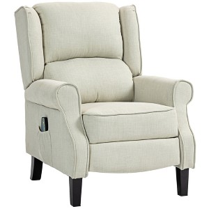 Linen Massage Recliner Chair with Heat, Push Back Recline, and Footrest - 1 of 4