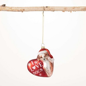 "I Love Dogs" Heart Ornament Multicolor 4"H Glass - 1 of 2