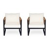 2-Pack Acacia Wood & Metal Outdoor Chairs with Cushions, Waterproof Beige Seat Armchairs for Patio or Balcony Lounge Seating-Cuddlewood - 2 of 4