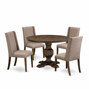 HomeStock 3-Piece Distressed Jacobean Finish Solid Wood Top Dining Table with 2 Chairs - 1 of 4