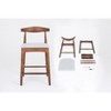 Gulches Mid-Century Modern Solid Wood Counter Stools, 24", Walnut Frame with Light Grey Cushion, Set of 2 - 4 of 4