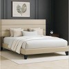 Bed Frame with Upholstered Headboard, Wooden Slats Support Black Mattress Foundation - 3 of 4
