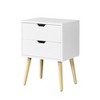 Gulches Side Table with 2 Drawer and Rubber Wood Legs, Mid-Century Modern Storage Cabinet for Bedroom Living Room Furniture, White - 3 of 4