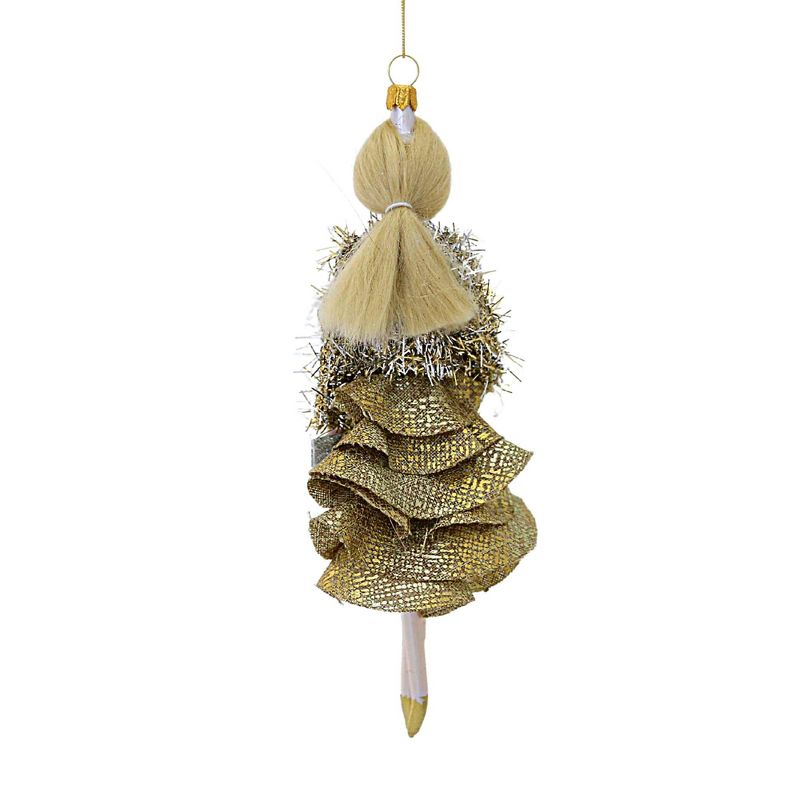 Italian Ornaments 6.5 Inch Cora In Gold Ruffled Skirt Diva Shopping Ladies Style 5Th Avenue Tree Ornaments, 3 of 4