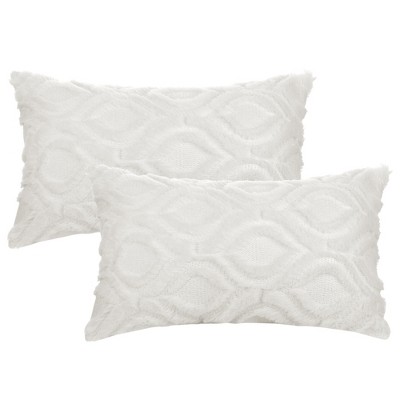 Unique Bargains Shaggy Plush Faux Fur Throw Patterned Pillow Covers 2 Pcs