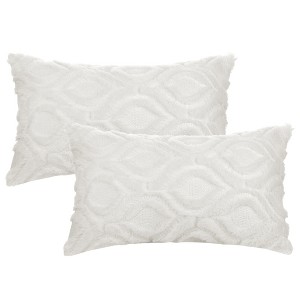 Unique Bargains Shaggy Plush Faux Fur Throw Patterned Pillow Covers 2 Pcs - 1 of 4