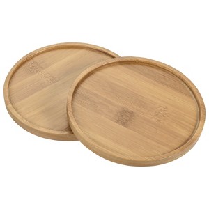Unique Bargains Indoor Round Bamboo Planter Saucer Drip Tray Plant Drainage Trays 2 Pcs - 1 of 4
