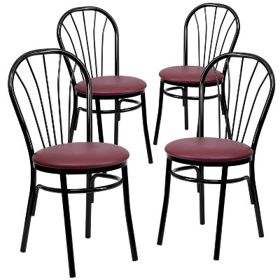 Flash Furniture 4 Pack HERCULES Series Fan Back Metal Chair - Vinyl Seat