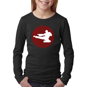 LA Pop Art Girl's Word Art Long Sleeve -Types of Martial Arts - 1 of 4