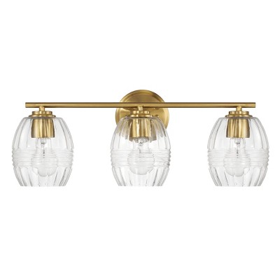 Luster Three Lights Vanity With Clear Glass for Bathrooms above Mirror Wall Lamp - Satin Brass