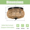 DAKAFUL 3-Lights Woven Rattan Flush Mount Ceiling Light with Handcrafted Cage Shade for Bedroom, Kitchen, Foyer & Porch - Brown - 3 of 4