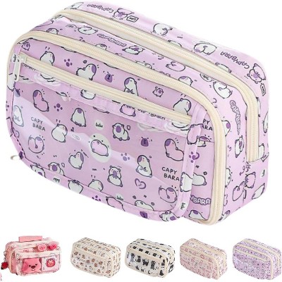 Fmeida Cute Kawaii Pencil Case Pouch Cartoon Pen Box Holder Organizer for Office Workspace Supplies Desk Accessories