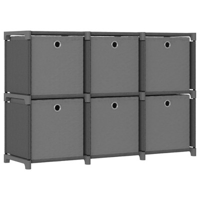 vidaXL 6-Cube Display Shelf with Boxes Gray 40.6 in.x11.8 in.x28.5 in. Fabric