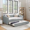 Twin Size Upholstered Daybed with Trundle and Vertical Stripes for Bedroom or Guest Room - 3 of 4