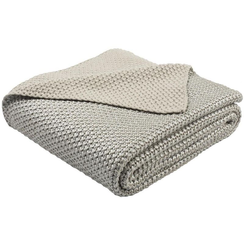Tickled Grey Knit Throw Blanket - Palewisper - 50" x 60" - Safavieh ., 1 of 3