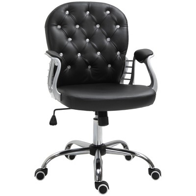 NicBex Adjustable Height PU Leather Swivel Home Office Chair with Padded Armrests for Work Study Vanity