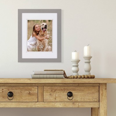 Gray 11x14 Wood Wall Frame with Double White Mat