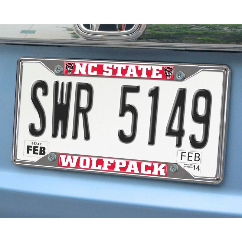 NCAA NC State Wolfpack University Stainless Steel License Plate Frame, 2 of 4